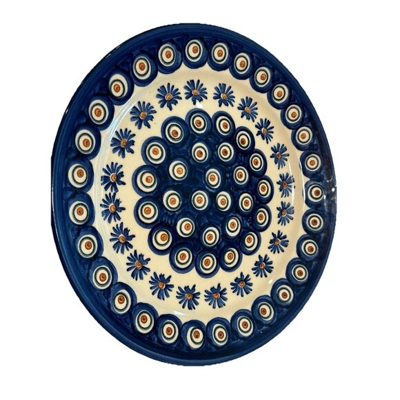 boleslawiec Other - Boleslawiec Polish Art Pottery Dinner Plate 9.5” Polka Dots Staging Blue